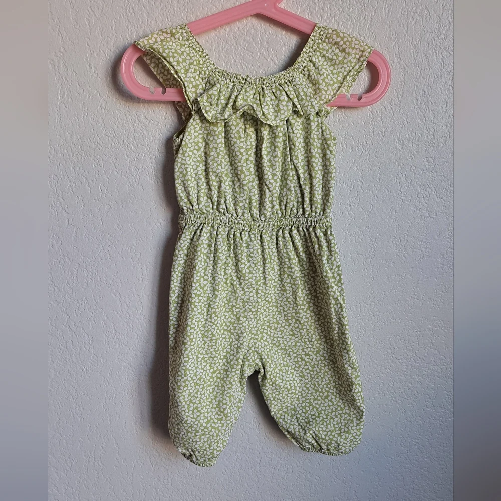 Baby Gap Girls Green Floral Jumpsuit Size 6 Months